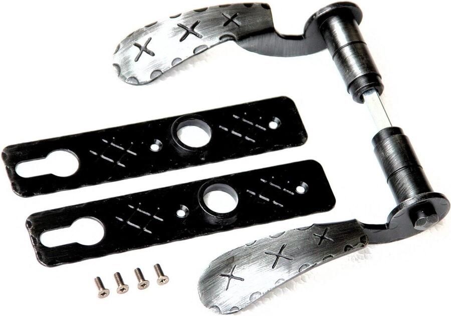 Retro Wrought Iron Garden Gate Door Handle Galvanised Fittings Rustic Antique Design Push Button Pair