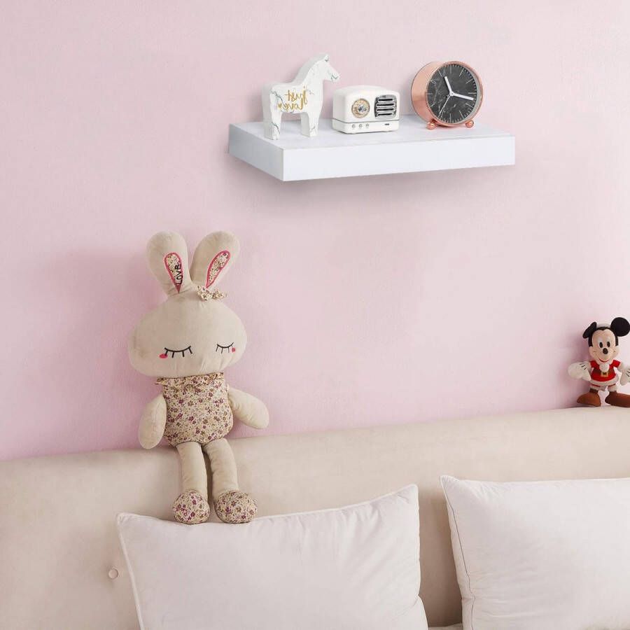 RG9344ws Wandplank met lade zwevend rek wit van MDF wandboard voor woonkamer slaapkamer hal 40 x 5 x 25 cm