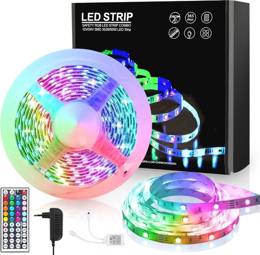 RGB Ledstrip 1 m SMD 5050 Kleurverandering met Afstandsbediening – Ideaal voor Verlichting van Huis Keuken en Feesten
