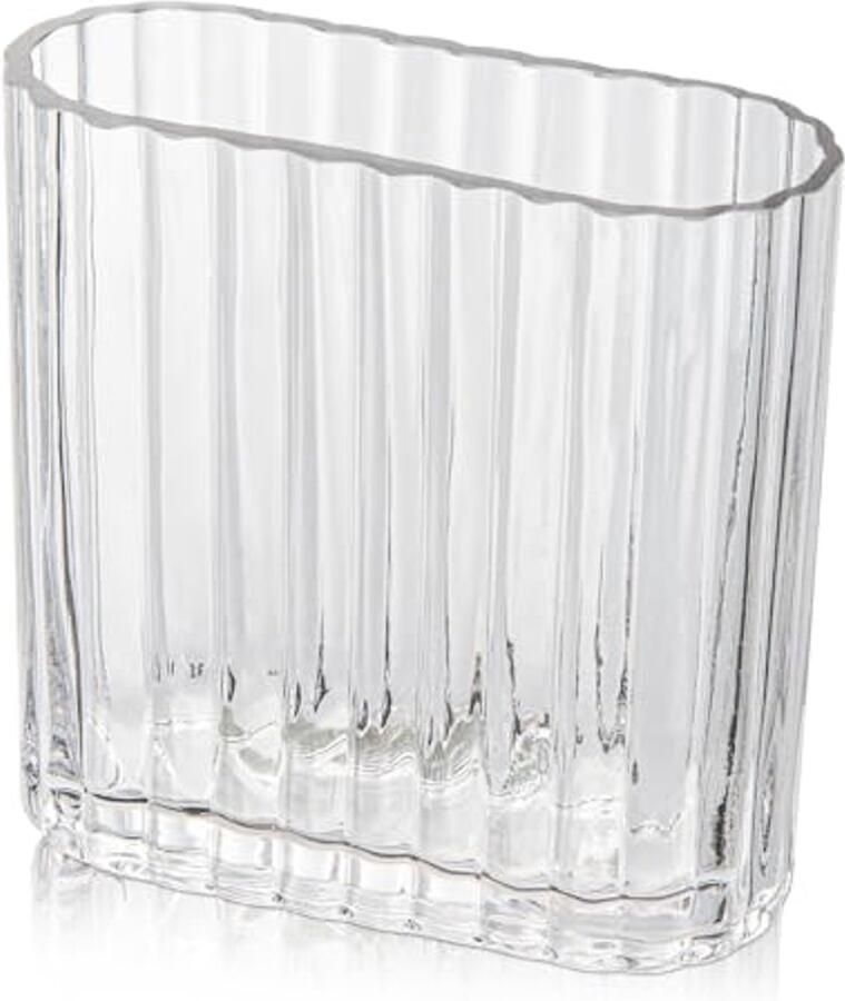 Ribbelvaas van Glas Moderne Decoratieve Vaas voor Tafelversiering Transparante Vaas voor Woonkamer Eettafel Entree Schouw Rek Bruiloft Kantoor