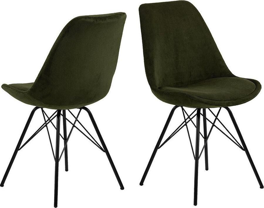 SMUK Ribstof Eetkamerstoel Erina Olijf Groen 2 Stuks