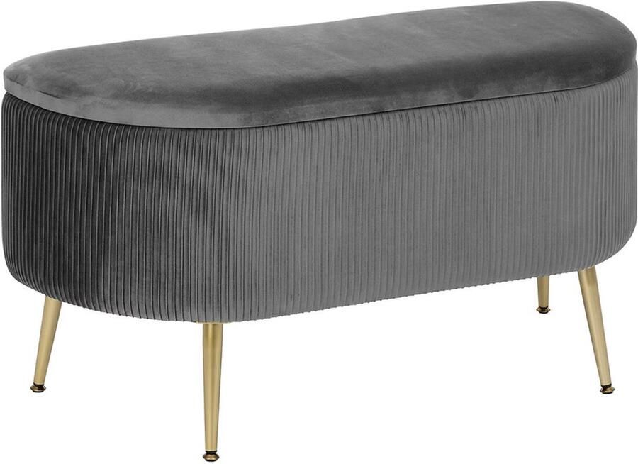 Ribstof Hocker Juliette Grijs Goud