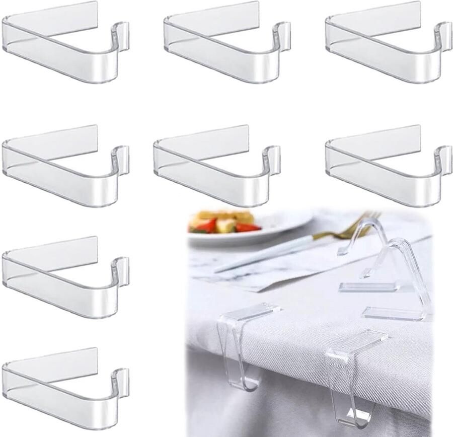 Ricofot tafelclips voor dikke tafels 8 stuks tafelkleedclips transparante tafelclips herbruikbare tafelkleedclips perfect voor picknicks buiten of binnengebruik
