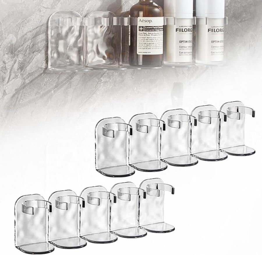 Rij wandrek van kunststof wandgemonteerde opberghaken stansvrije wandhaken zelfklevende haken parallel gegolfd rek wandrek voor badkamer toilet keuken