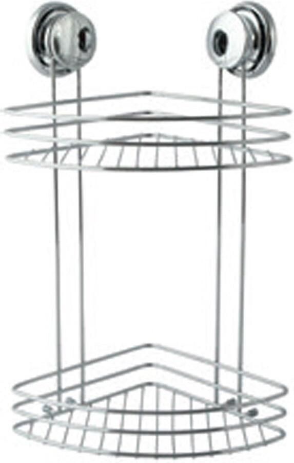 Rincon boekenkast met 2 niveaus zuignappen metaal verchroomd 80 x 50 x 3 cm 86 stuks