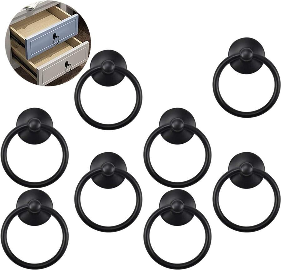 Ringgreep Voor-Universeel Ontwerp-Zwart Handgrepen-8 Stuks-voor Kasten Laden En Deuren-Zwart