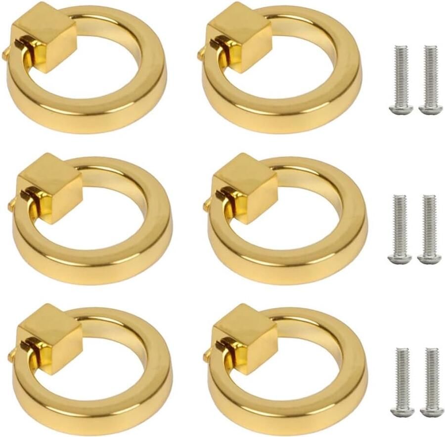 Ringvormige Kastgrepen Gouden Meubelknoppen 6 Stuks