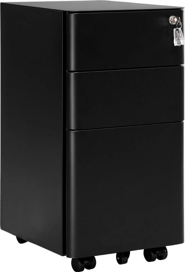 RM Store Archiefkast Afsluitbare Opslag Containerdocument Hoge Veiligheid Praktische Opslag Met 3 Laden Op Wielen Kantoor Studiekamer Zwart 45 x 30 x 60 cm