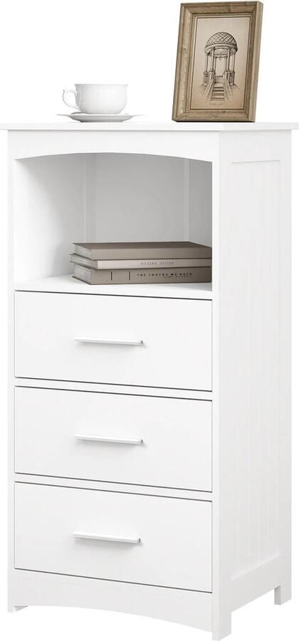 RM Store Badkamerkast Medicijnkast Waterafstotend Grote Opslagruimte Met 3 Laden Badkamer Woonkamer Slaapkamer Keuken Wit 40 x 80 x 30 cm - Foto 2