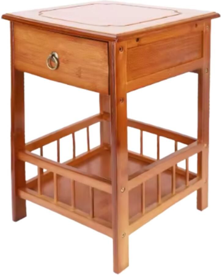 RM Store Bamboe Nachtkastje Bijzettafel Koffietafel 1 Lade Woonkamer Slaapkamer 30 x 30 x 49 cm