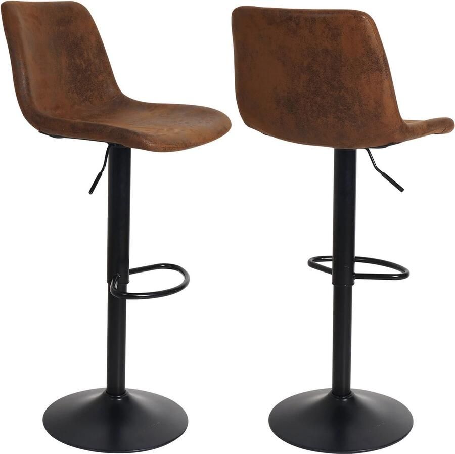 RM Store Barkrukken Set Van 2 Barkruk Stoelen Met Rug Barstoelen Barkruk Verstelbare Hoogte Bruin