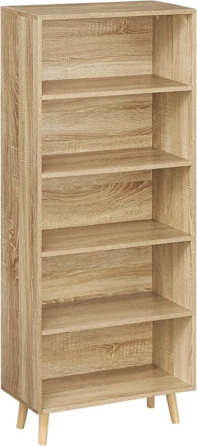 RM Store Boekenkast Archiefkast Archiefplank Opbergkast 5 Laags Slaapkamer Woonkamer Kantoor Lichtbruin 60 x 24 x 144 cm