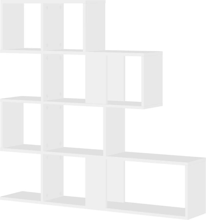 RM Store Boekenkast Met Vakken Opbergkast Archiefkast 4 Niveaus Slaapkamer Woonkamer Wit 115 x 20 x 110 cm