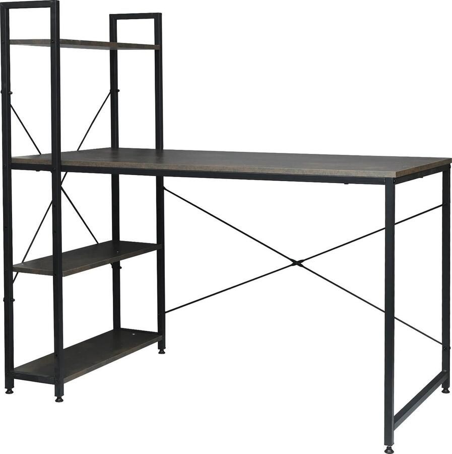 RM Store Bureau Met Kast Computertafel Studietafel Schrijftafel 4 Planken Met Opslag Kantoor Slaapkamer Woonkamer Zwart 120 x 60 x 120 cm