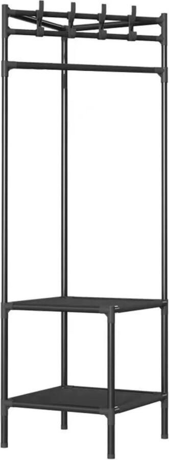 RM Store Hoek Kapstok Jassenrek Kledingrek Kleding Organizer Multifunctioneel Opbergrek Ruimtebesparend Design Zwart 41 x 60 x 180 cm