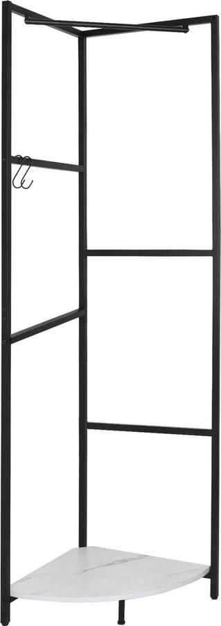 RM Store Vrijstaande Kapstok Met Plank En Schoenenopslag Hoek Entree Kledingrek Industrieel Zwart 62x171 cm