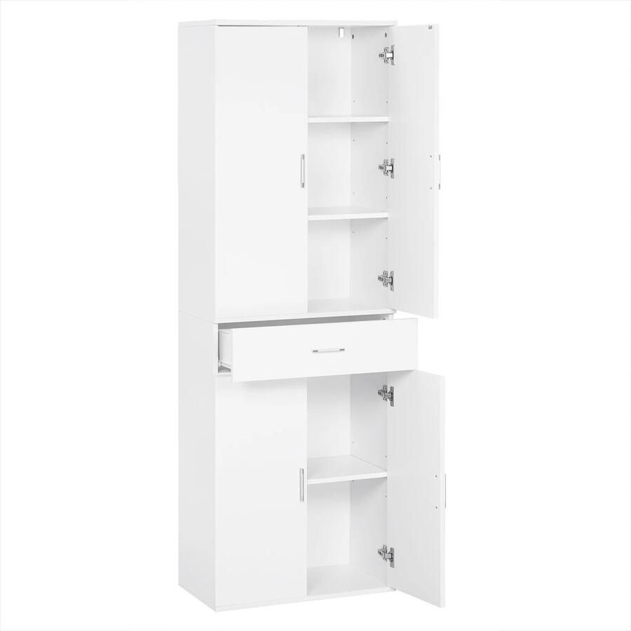 RM Store Hoge Kantoorkast Ladekast Archiefkast Keukenkast Opbergmeubel Organizer Grote Opbergruimte Wit 60 x 35 x 180 cm