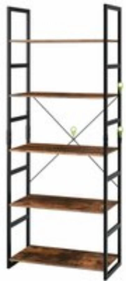 RM Store Industriële Kast Boekenkast Boekenplank Kantoor Woonkamer Badkamer Slaapkamer 5 Laags Hout 60 x 30 x 165 cm