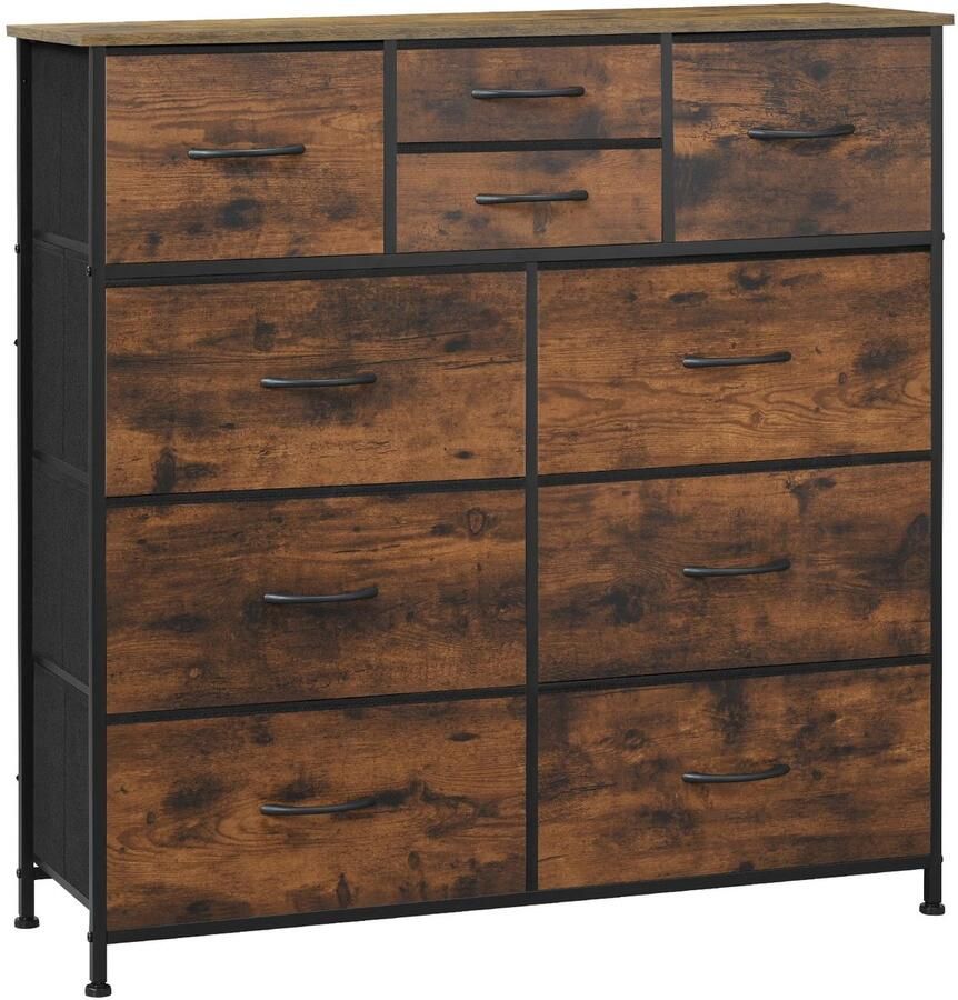 RM Store Industriële Ladekast Dressoir Slaapkamer Hal Woonkamer Metalen Frame Bruin 100 x 30 x 100 cm