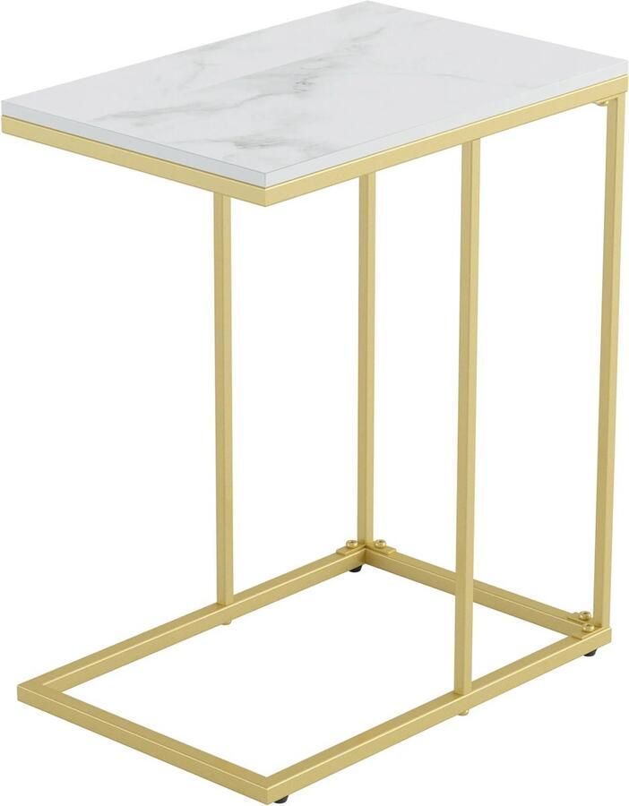RM Store Koffie Tafel Bijzettafel Laptop Tafel Snack Tafel C Vormig Ontwerp Marmer Goud