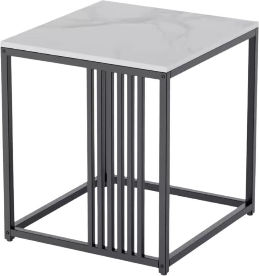 RM Store Marmeren Salontafel Bijzettafel Nachtkastje Meubilair Woonkamer Slaapkamer Wit 40 x 40 x 45 cm