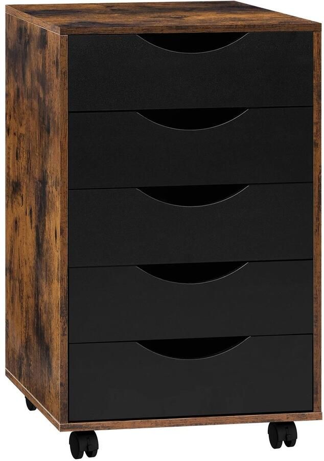 RM Store Mobiele Archiefkast Verrijdbare Opslag 5 Laden Op Wielen Kantoor Bruin 40 x 40 x 66.5 cm