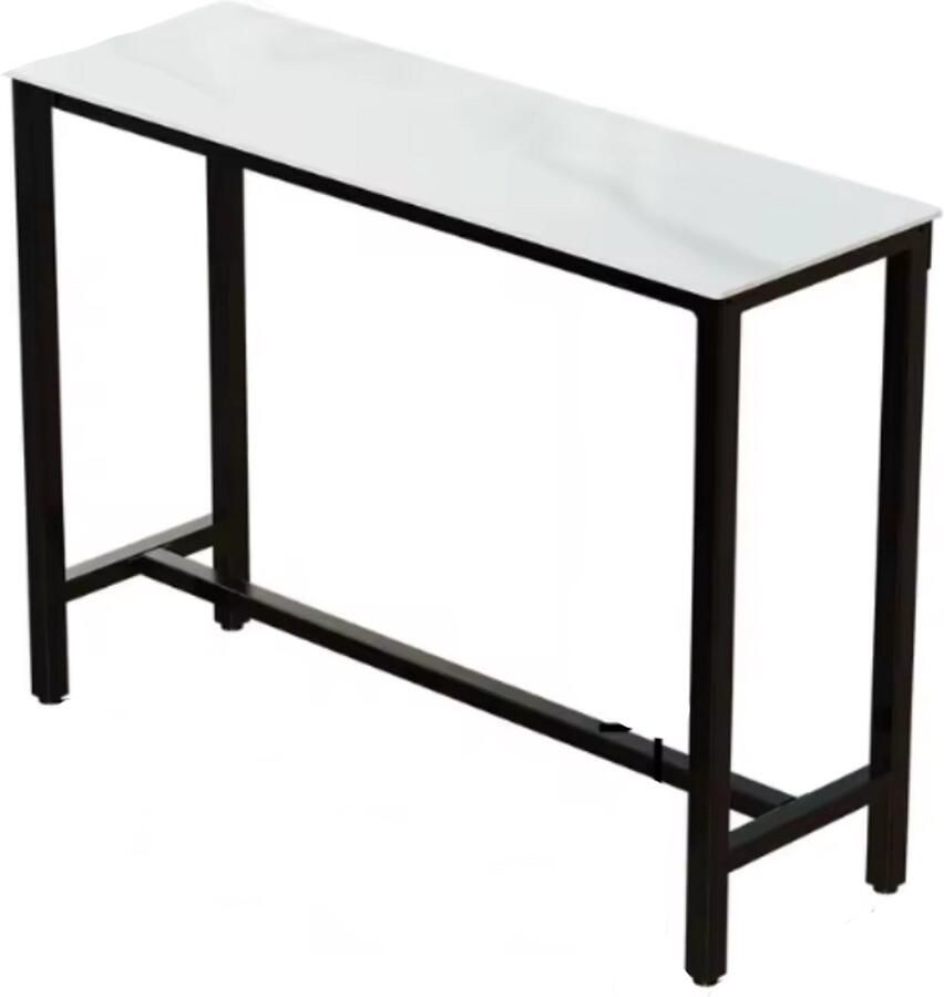 RM Store Moderne Bartafel Stenen Tafel Pub Tafel Eettafel Zwart Metalen Frame 5 Personen 120x40x105 cm
