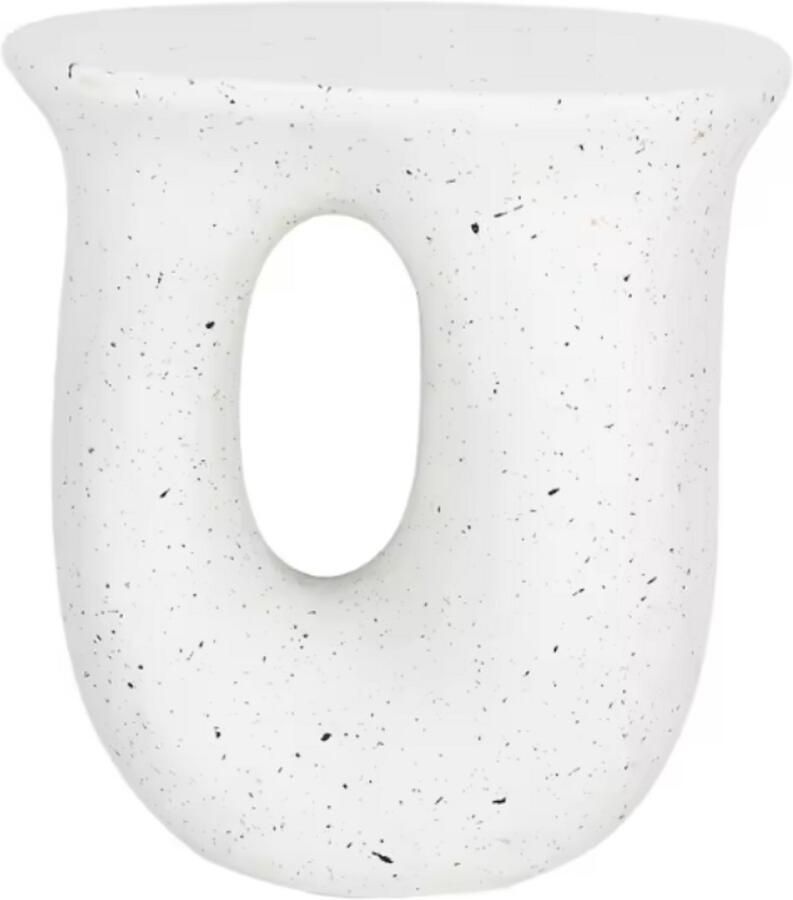 RM Store Moderne Bijzettafel Salontafel Plantenstandaard Voetstuk Tafel Beton Handgegoten Polyresin Decor Wit 42.5 x 33 x 45 cm