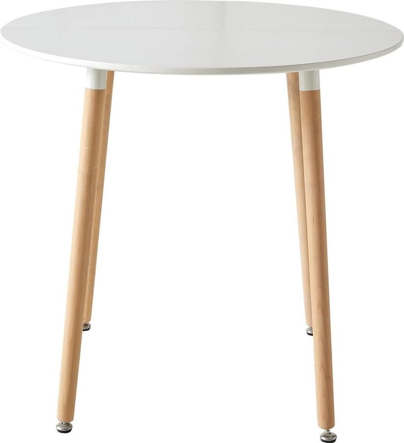 RM Store Moderne Ronde Eettafel Design Woonkamertafel Nordic Stijl Scandinavische Stijl Stevige Beukenpoten Wit 80 CM