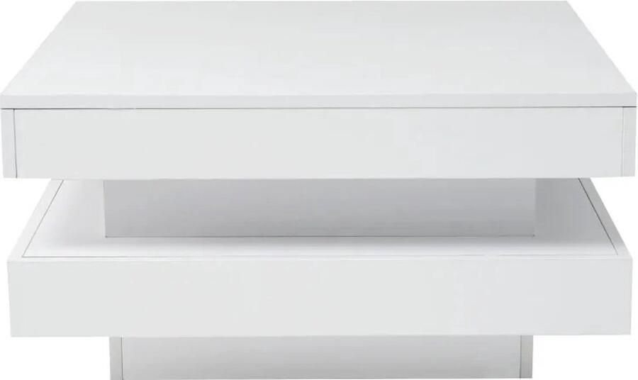 RM Store Moderne Salontafel Bijzettafel Koffietafel Salontafel 16 Kleuren LED Verlichting Hoogglans Woonkamer Wit 70 x 70 x 36 cm