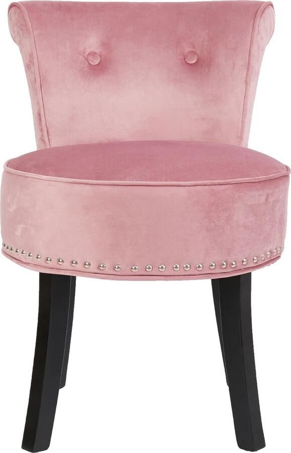 RM Store Moderne Stoel Kaptafel Stoel Make Up Stoel Gestoffeerde Stoel Fluwelen Stoel Gewatteerde Stoel Houten Poten Roze Max. 150 KG
