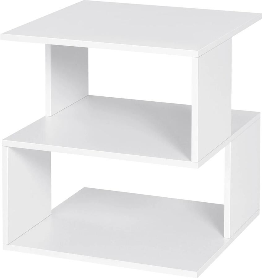 RM Store Nachtkastje Bijzettafel Kleine Boekenplank Opbergkast Koffietafel 2 Planken Slaapkamer Woonkamer Wit 40 x 40 x 44 cm