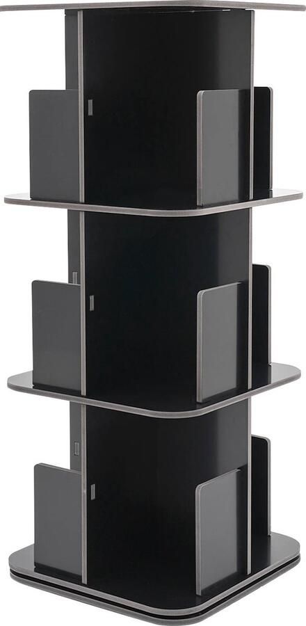 RM Store Roterende Boekenkast Boekenopslag Opbergkast Roterend Ontwerp Goede Stabiliteit Zwart 39 x 39 x 97 cm