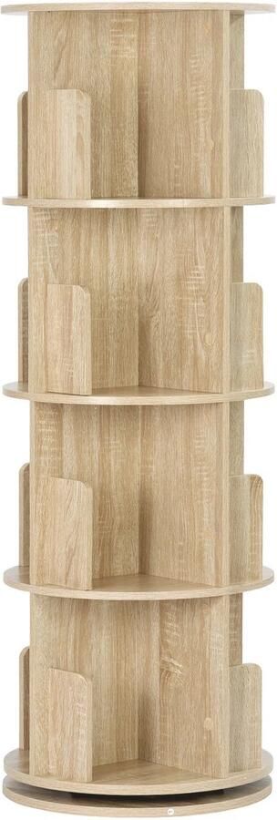 Cosas Buenas Houte Roterende Boekenkast Opslag 4-Tier Boekenplank 16 Compartimenten Woonkamer Kantoor Kinderkamer Organisator Decoratie