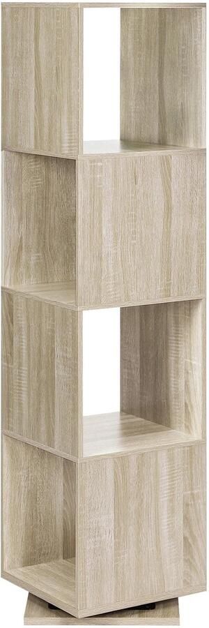 RM Store Roterende Hoek Boekenkast Boekenplank 4 Niveaus Woonkamer Slaapkamer Light Oak 35 x 35 x 145 cm