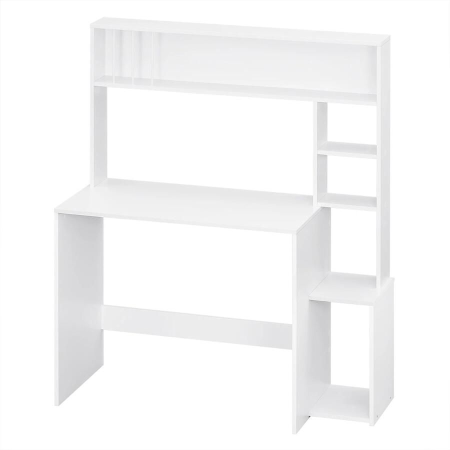 RM Store Scandinavisch Bureau Met Opbergruimte Computertafel Studietafel Werktafel Met 5 Planken Kantoor Slaapkamer Woonkamer Wit 113 x 45 x 140 cm
