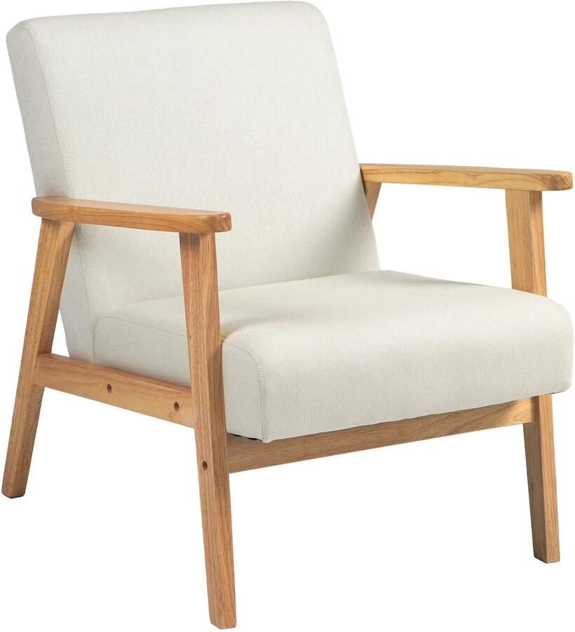 RM Store Scandinavische Fauteuil Stoel Woonkamer Slaapkamer Synthetisch Linnen Beige 68.5 x 78.5 x 75 cm