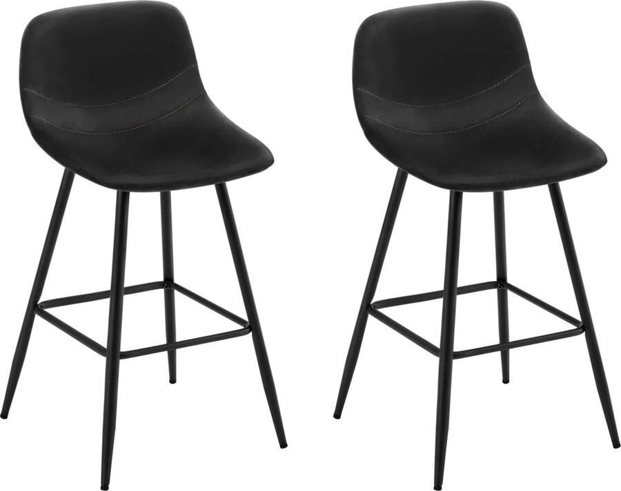 RM Store Set Van 2 Barkrukken Barstoelen Barkrukken Met Rugleuning Krukken Zitkrukken Hoge Stoelen Barzitjes Ergonomisch Ontwerp Zwart 43x44x63 cm. (L x B x H) Max. 150 KG