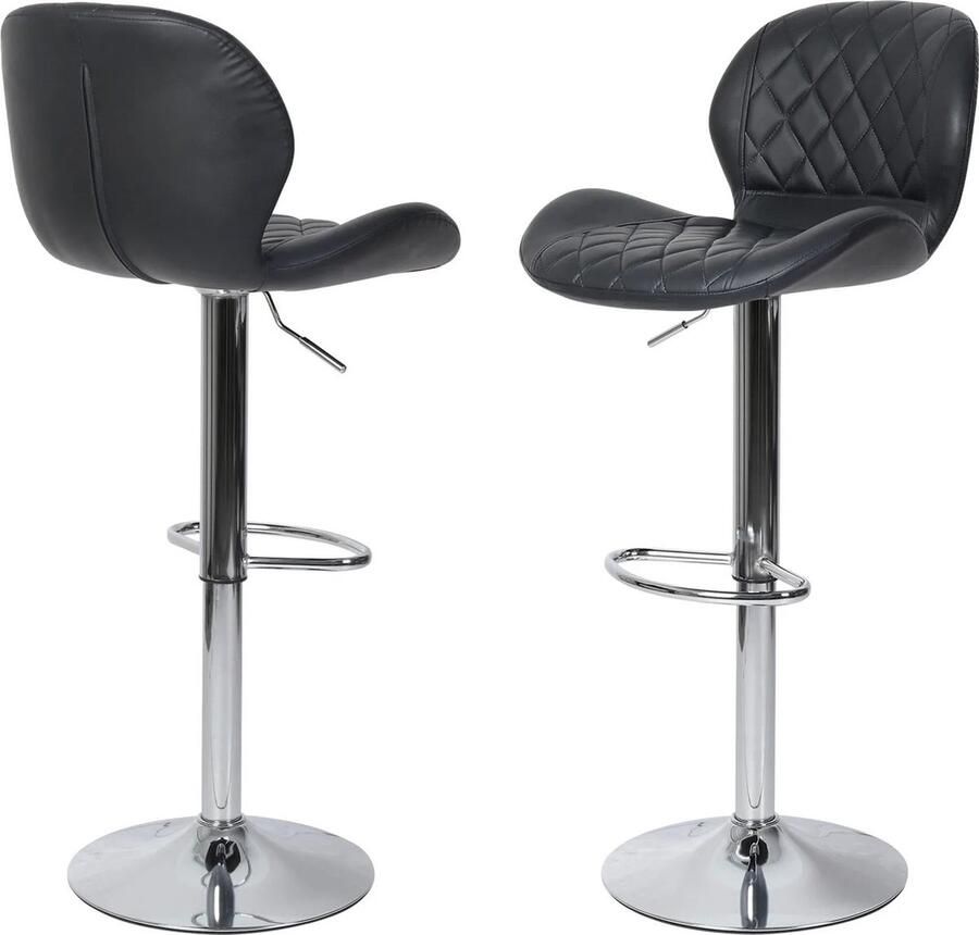 Roxana Barkrukken Set Van 2 Zwart Kunstleer Verstelbare Zithoogte Van 57 Tot 80 Cm Belastingsgewicht Van 150 Kg 6 9 Kg Krukken