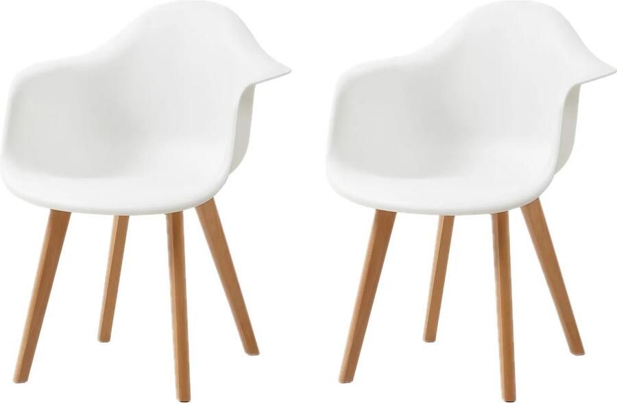 RM Store Set Van 2 Eetkamerstoelen Fauteuil Eetkamer Woonkamer Slaapkamer Wit 43 x 47 x 81.5 cm