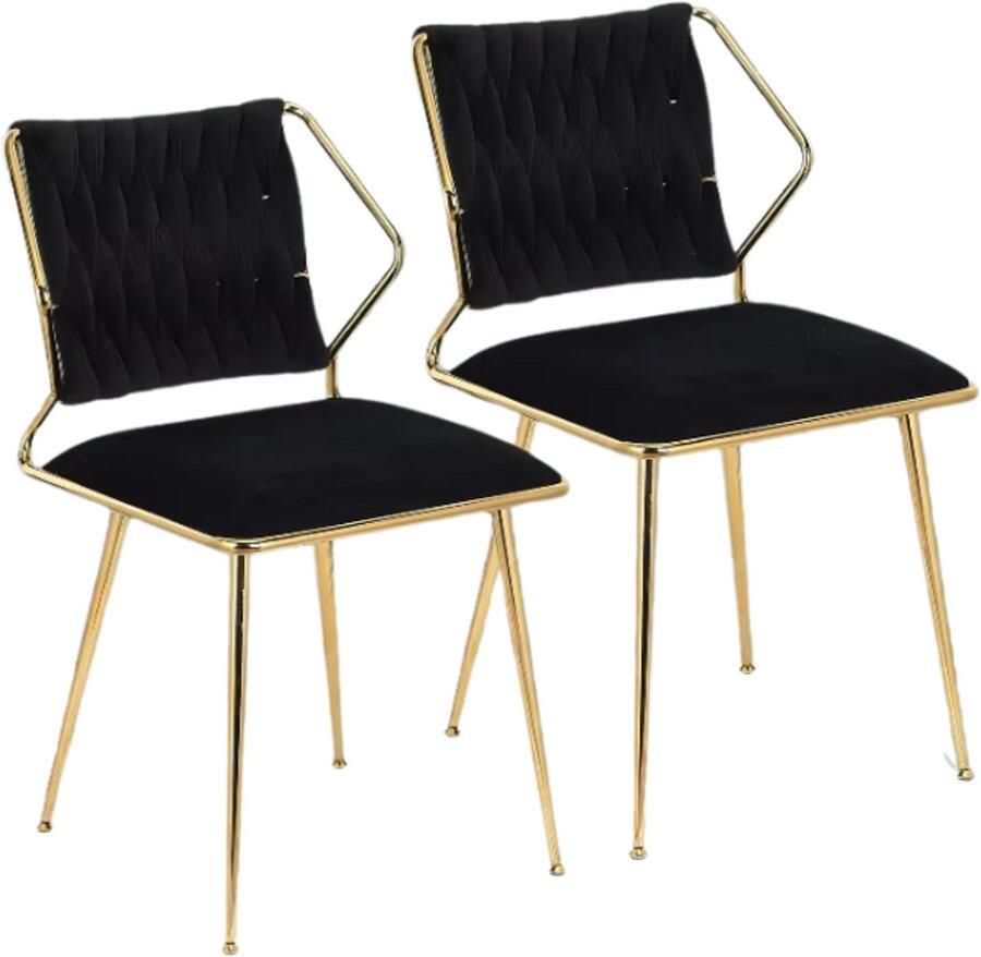 RM Store Set Van 2 Eetkamerstoelen Fluwelen Stoelen Ergonomisch Eetkamer Woonkamer Zwart 39 x 43 x 77.5 cm