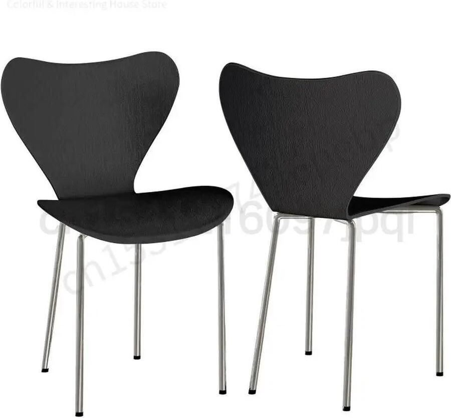 RM Store Set Van 2 Eetkamerstoelen Stoelen Set Nordic Stijl Ergonomisch Bureaustoelen Kantoorstoel Restaurant Zwart 50x41x82.5 cm