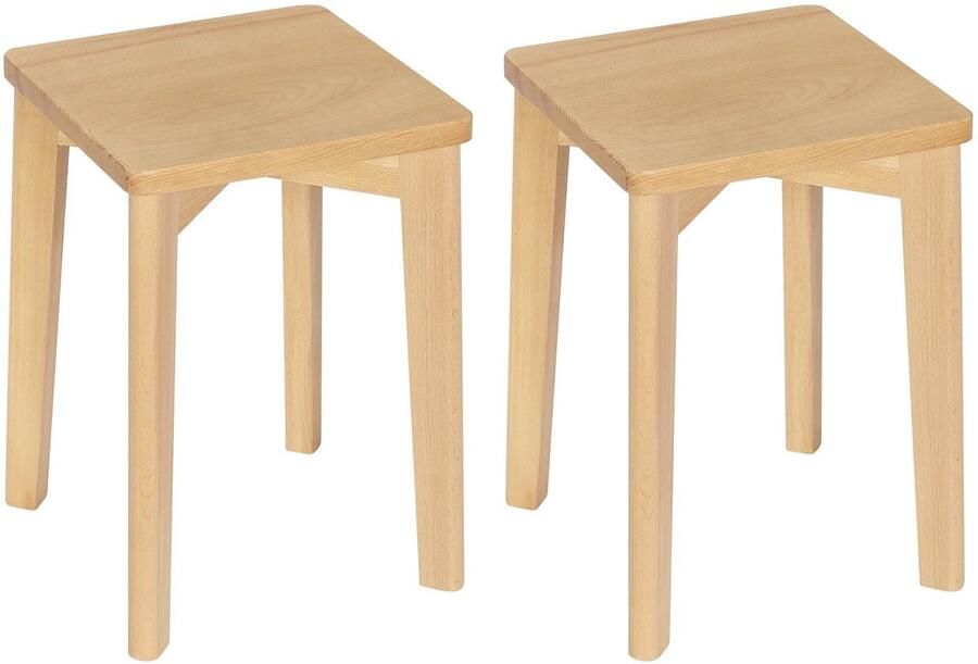 RM Store Set Van 2 Krukken Koffietafel Bijzettafel Woonkamer Slaapkamer Massief Hout 31 x 31 x 44.5 cm