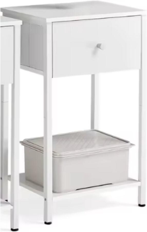 RM Store Set Van 2 Nachtkastjes Bijzettafels Met Lades Robuust En Stabiel Max. 45 KG Wit 38 x 28 x 61 cm
