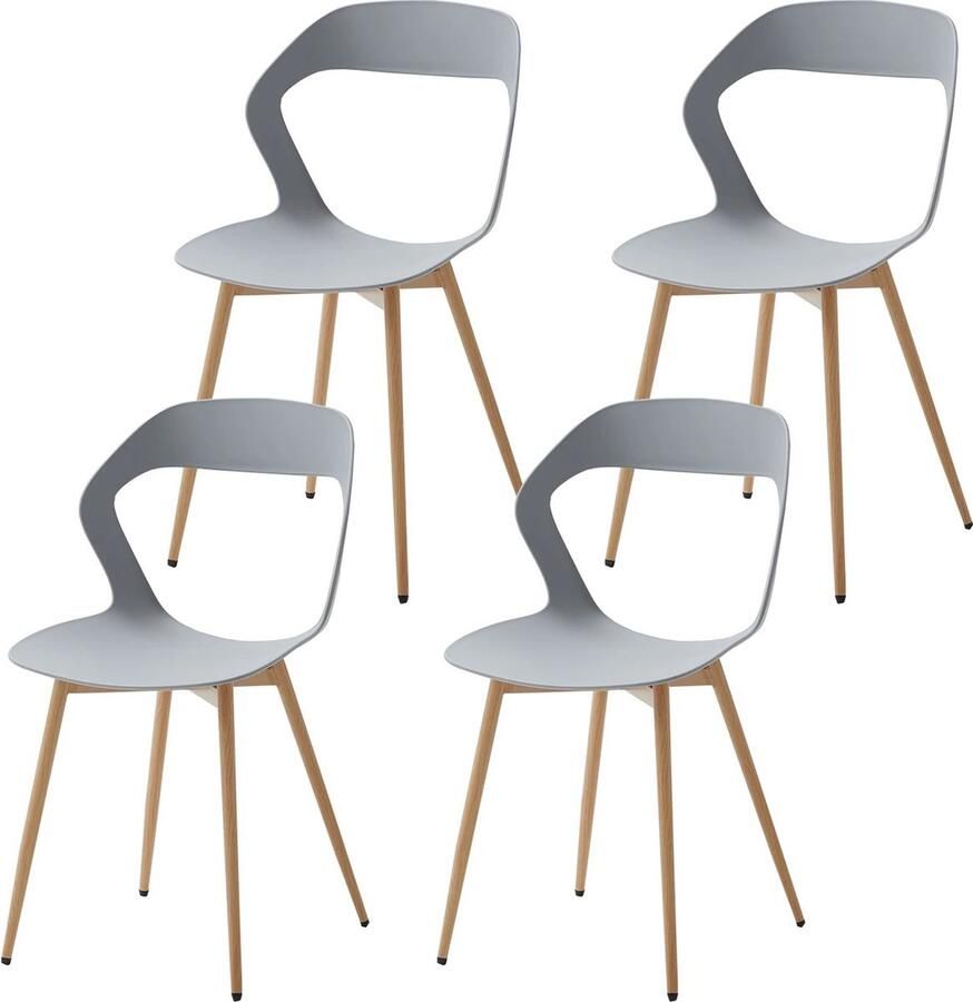 RM Store Set Van 4 Eetkamerstoelen Moderne Stoelen Woonkamerstoelen Bureaustoelen Stoelen Set Houten Poten Grijs 47 x 43 x 83 cm