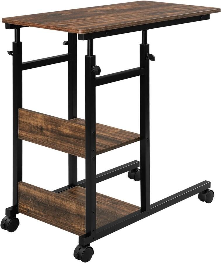 RM Store Verstelbare Salontafel Bijzettafel Voor Laptop Woonkamer Slaapkamer Bruin 70.5 x 38 x 76-96 cm