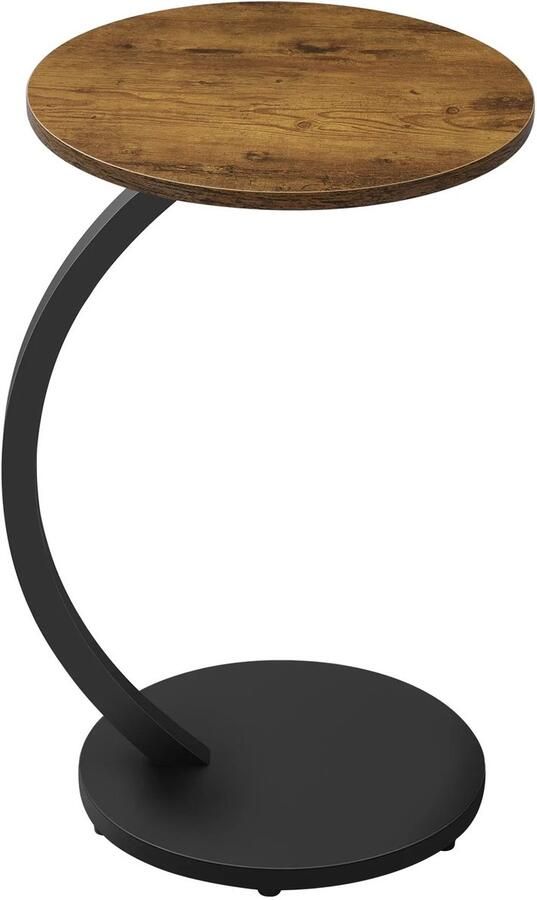 RM Store Vintage Bijzettafel Koffietafel Salontafel C Vormig Woonkamer Slaapkamer Bruin 40 x 40 x 65 cm