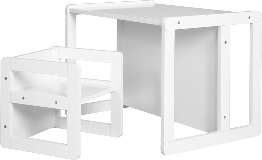 Roba 3-in-1 Kinderzitgroep Omkeerbare Kruk & Tafel Wit Hout