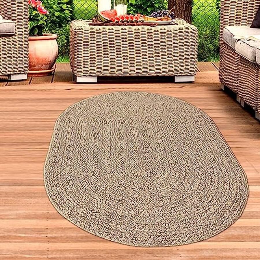 Robuust en Weerbestendig Buitentapijt Jute Look 140 x 200 cm Ovaal
