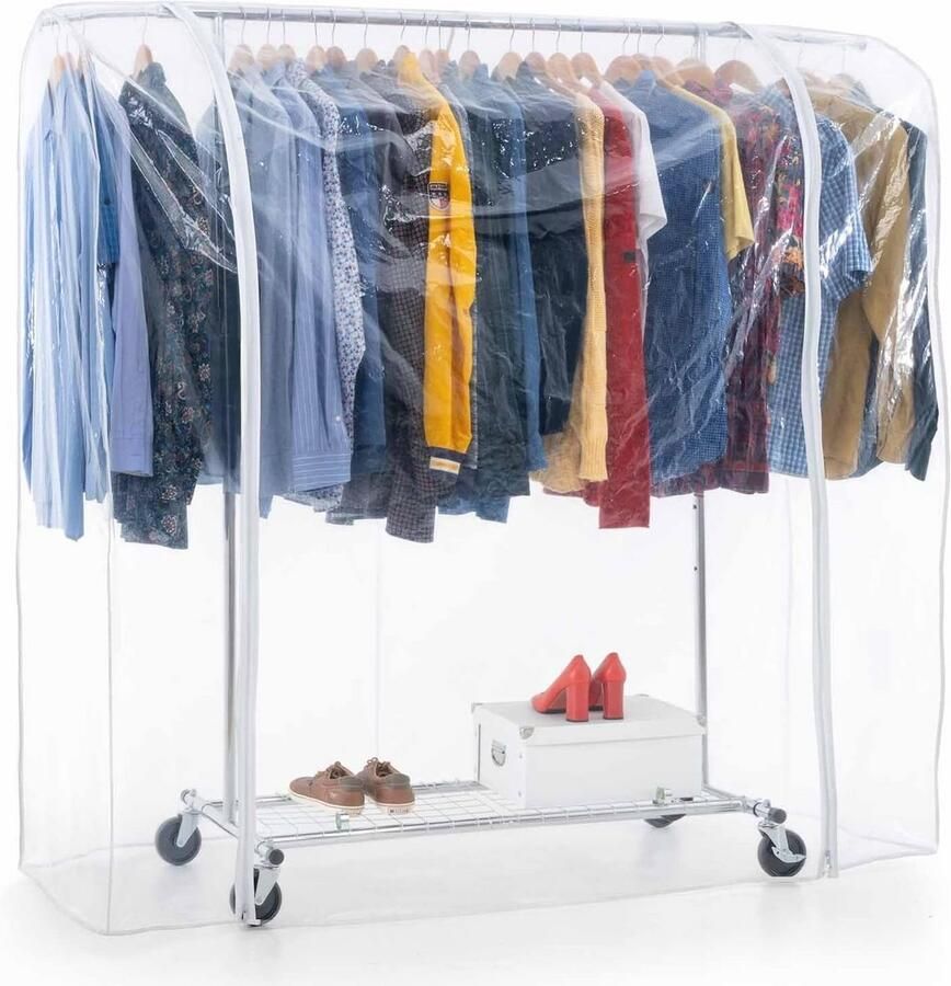 Robuust Kledingrek met Plank en Wielen – 100 kg Capaciteit Eenvoudige Montage